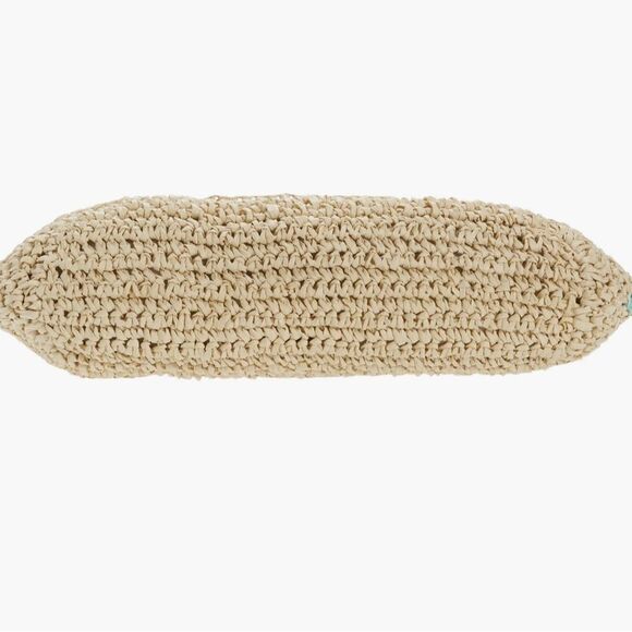 BTB Los Angeles LISBETH POMPOM STRAW TOTE IN AQUA OS NWT 148.00 - Picture 5 of 8